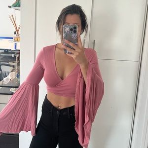 Lulus Pink Wrap Top size L